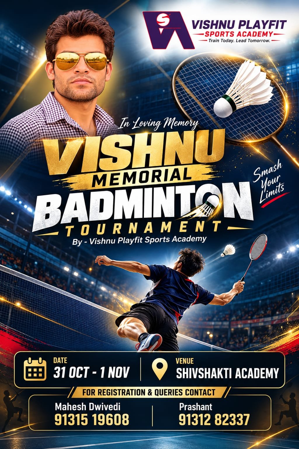Vishnu Memorial Badminton Tournament Poster